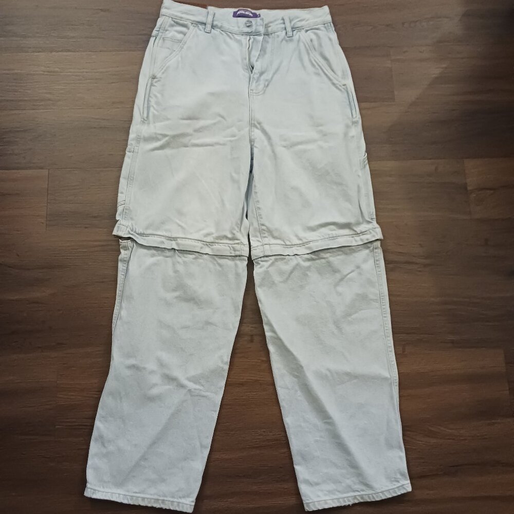 RARE FA WORLD ENTERTAINMENT FUCKING AWESOME LIGHT DENIM JEANS CARGO ZIPPER 30